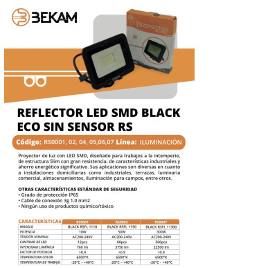 REFLECTOR LED SMD 500W BLACK ECO 6500K